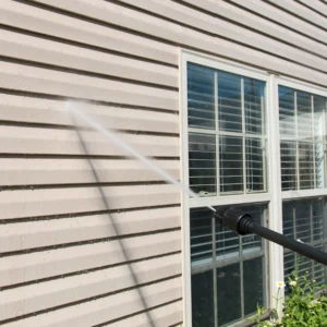 Pressure washing vinyl siding on Florida home exterior